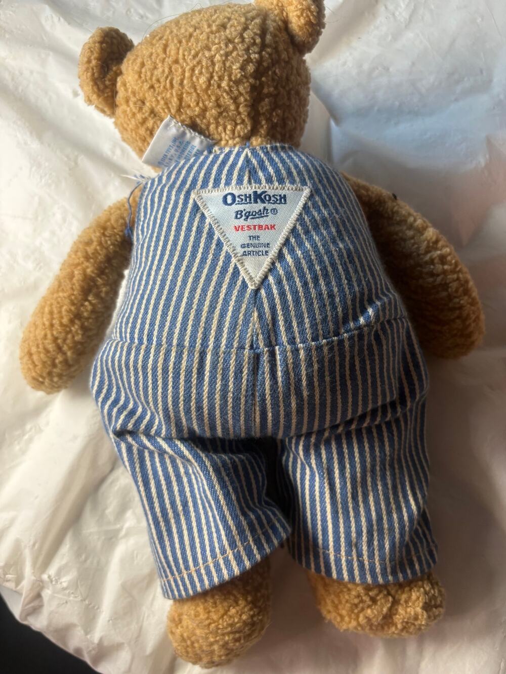 OshKosh B'gosh Teddy Bear Plush Toy Overalls Striped Unisex